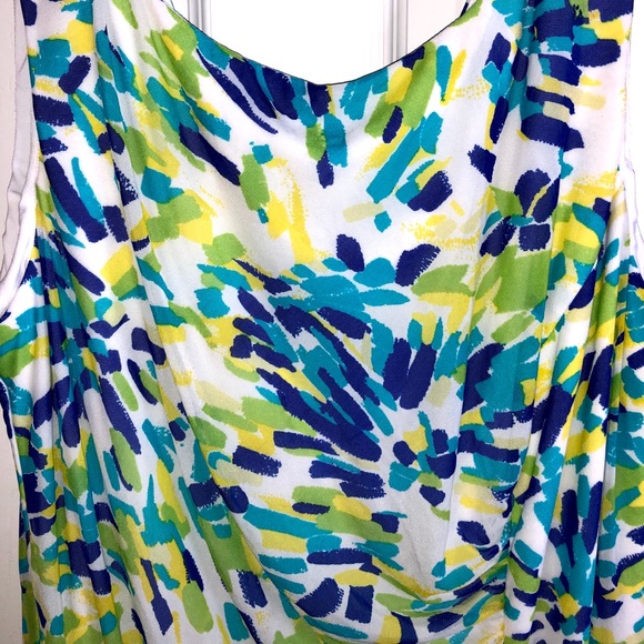 NEW VickyTiel Blue/Green/Yellow Fitted Dress Sz 1x - Picture 3 of 4